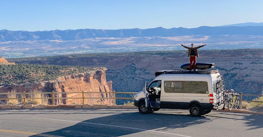 person standing on a van