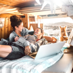 vanlife couple in bed