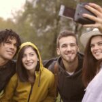 friends taking a photo with digital camera